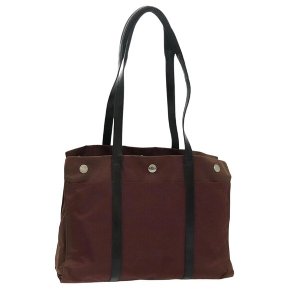 PRADA Tote Bag Nylon Bordeaux Silver Auth 96068 - Picture 1 of 16